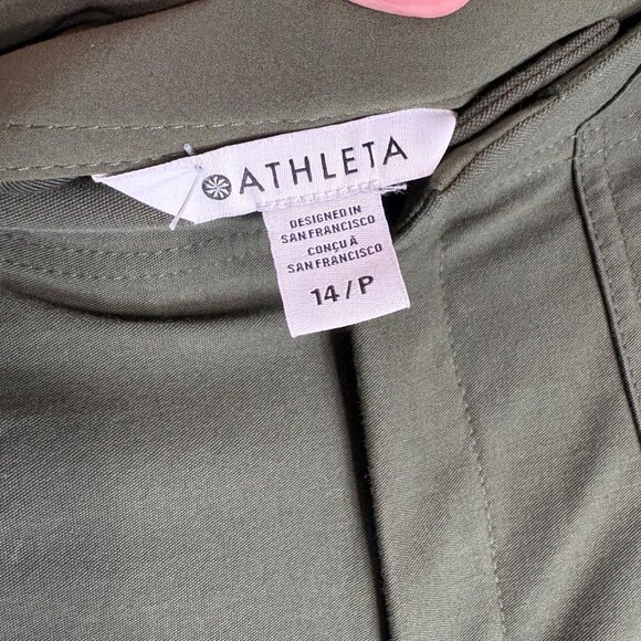 Athleta Skyline High Rise Barrel Leg Pant Aspen Olive-sz 14 Petite - Picture 4 of 12
